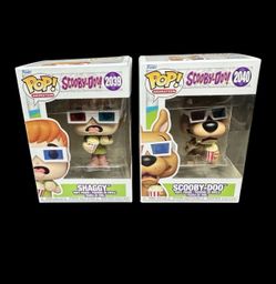 Funko Pop! Scooby-Doo: Shaggy #2039 and Scooby #2040 w/3D glasses NIB Unopened