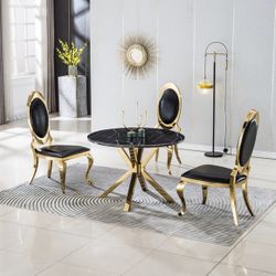 Black Marble & Gold Dining Table Brand New In Box Firm Price $590 TABLE ONLY Chairs Sold Separately 