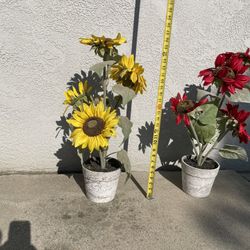  Potted Artificial Flowers In Ceramic  Pots 🌺 Set 🌺