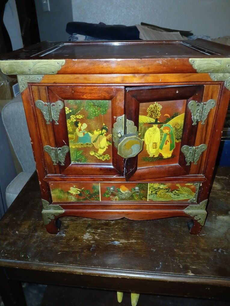 Antique Asian Table Top Cabinet