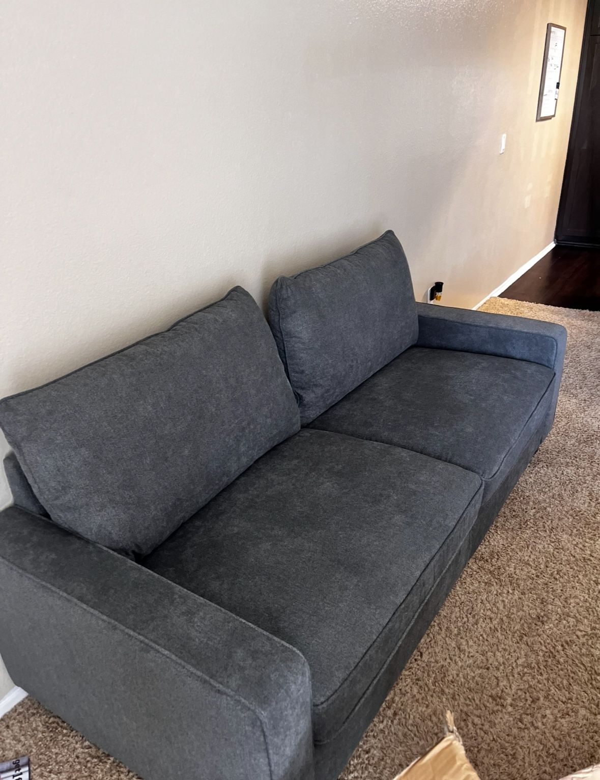 Living Spaces , Reid Grey Fabric 80" Sofa Track Arms