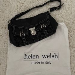 Black Leather Helen Welsh Design Bag Made In Italy