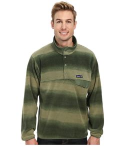 Patagonia Synchilla Snap T Fleece Pattern Stripe Print Gradient Green Sweater XL