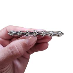 Vintage Sterling Yellow Bling Pin 2.5"