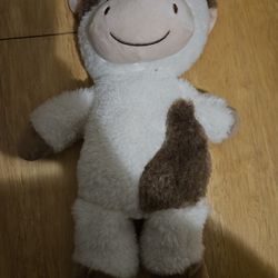 Hugme Whimsical Brown & White Fluffy Cow 14"