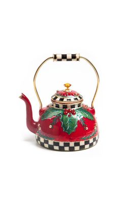 Mackenzie-Childs Holiday Kettle Glass Ornament