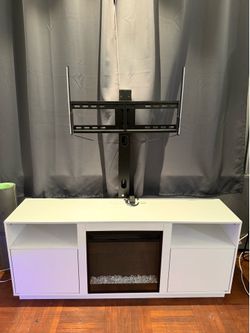 47.2" Large Lift Top, White Marble, Modern LED High Glossy Coffee Table