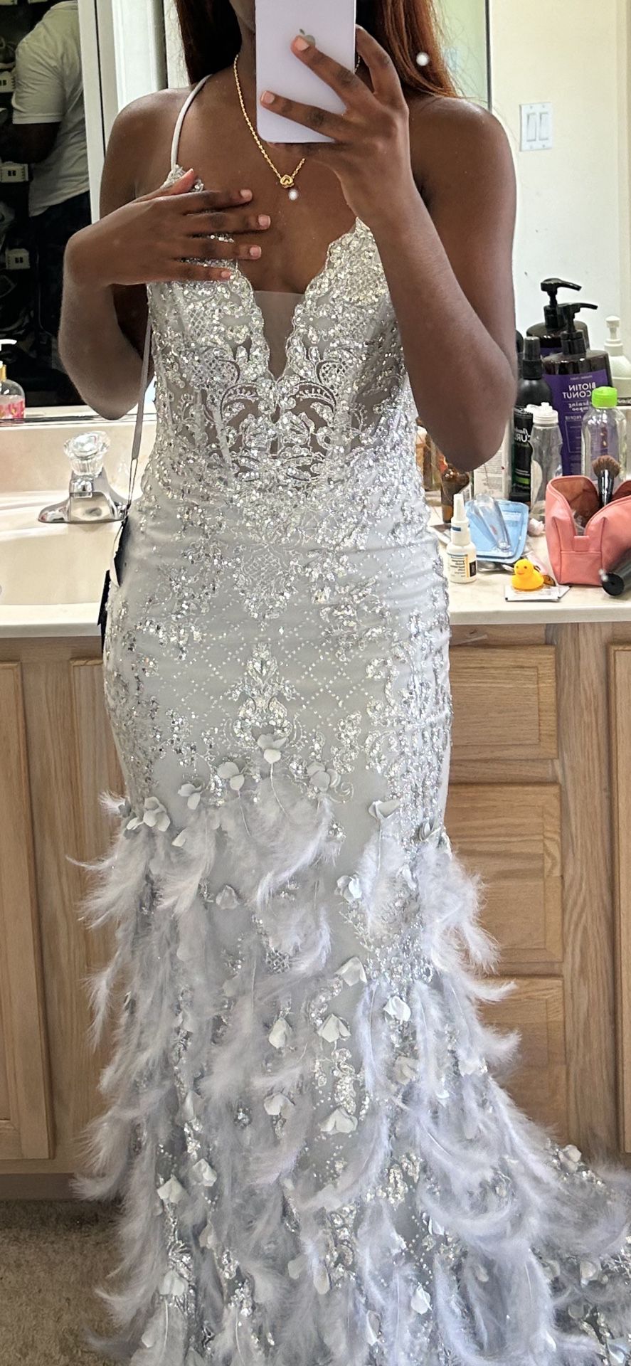 Silver Prom Gown XS