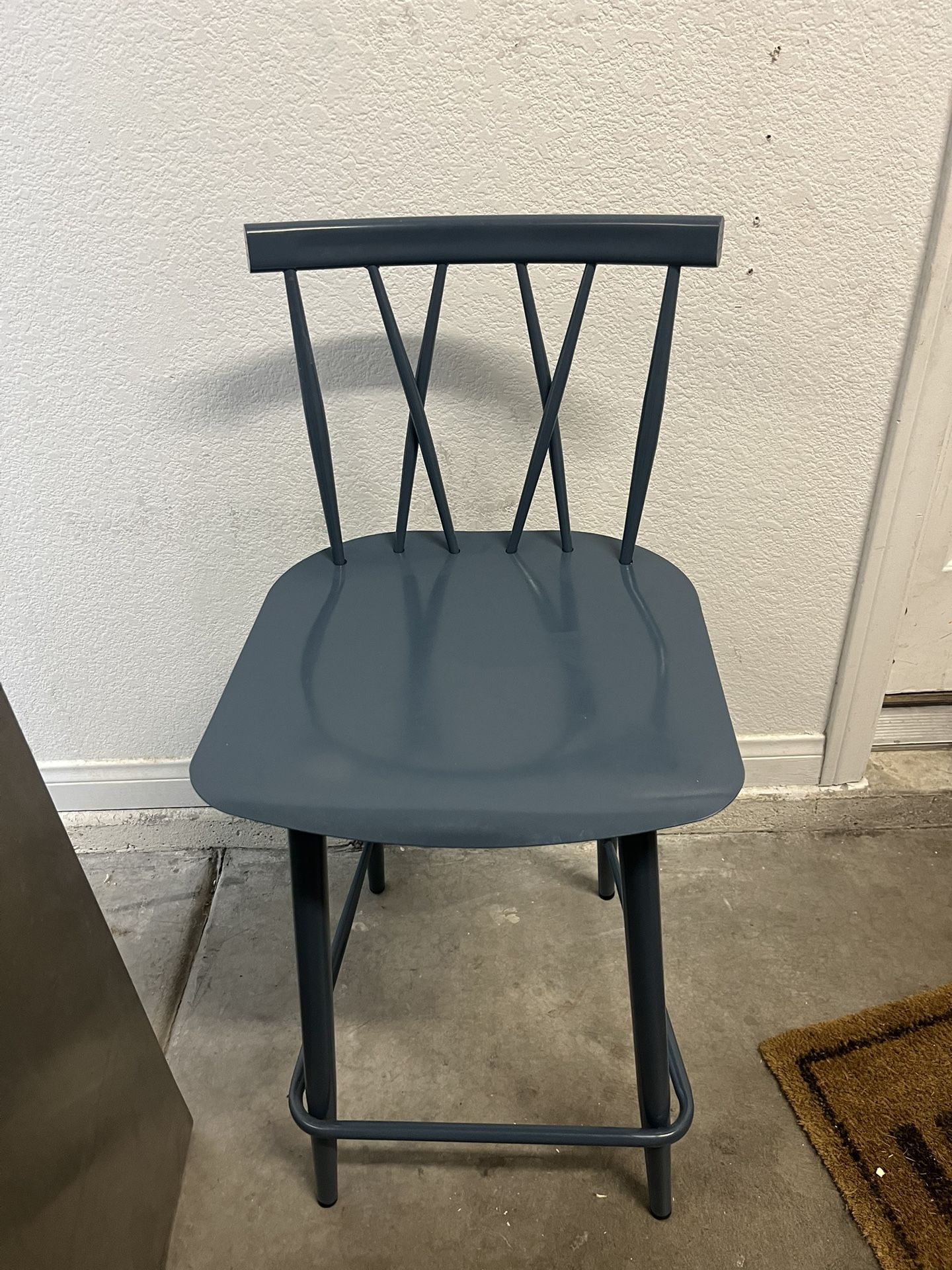 (2) Gray Blue Metal Counter Stool
