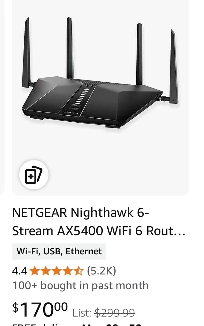 NETGEAR Nighthawk 6-Stream AX5400 WiFi 6 Router