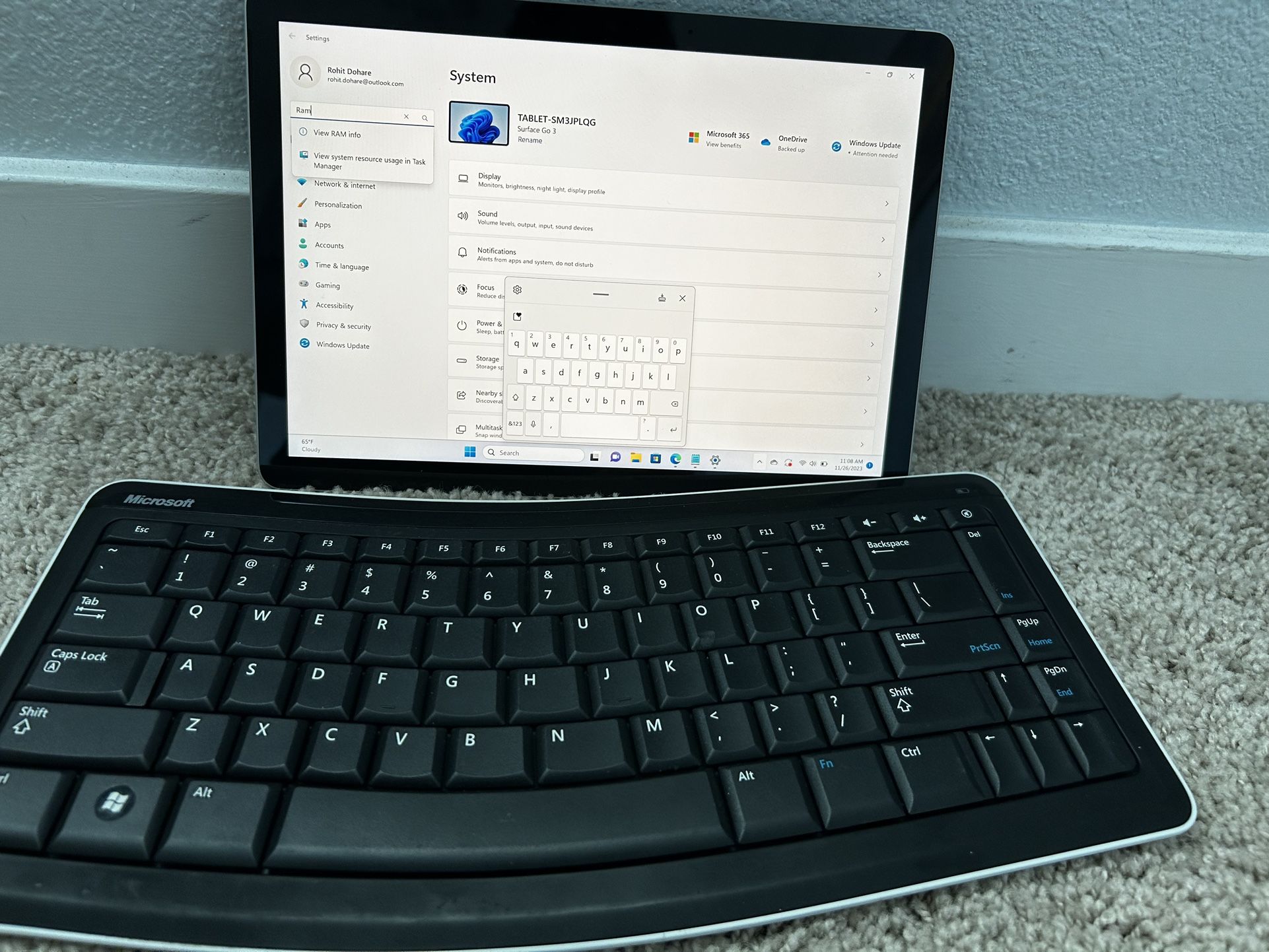 Microsoft Surface Go 3 + Surface Pen + MS Mini Keyboard