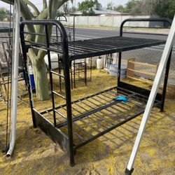 Black Metal Twin Bunk Bed Frame (Sturdy & Space-Saving)