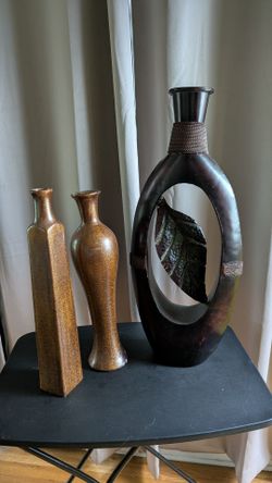 Large 3-Piece Earth Tone Floor Vase Set – 26.5" Centerpiece & Accents