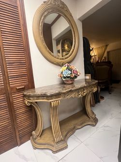 Aico Amini console table with marble top