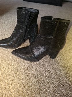 Black glitter ankle boots