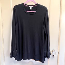 isaac mizrahi live Womens XL Black Tunic Pullover Sweater.
