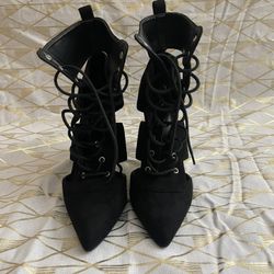 Fashion Nova Lace Up Booties, Size 10