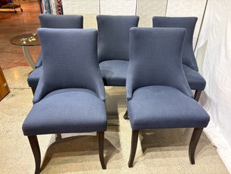 Stormy Blue Textured Upholstered Dining Chairs (Set of 5)