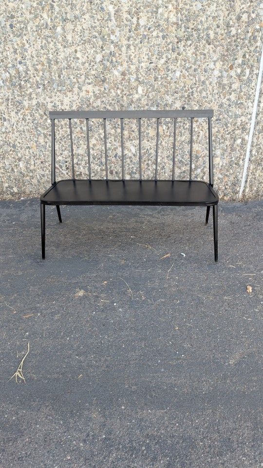 Black Wrought Iron Metal Bench. Indoor Outdoor