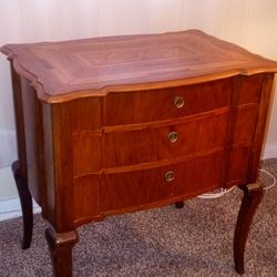Signed Antique Inlaid Wood Sewing Table 3 Drawer desk With Key  - Hollywood Actor Furniture 