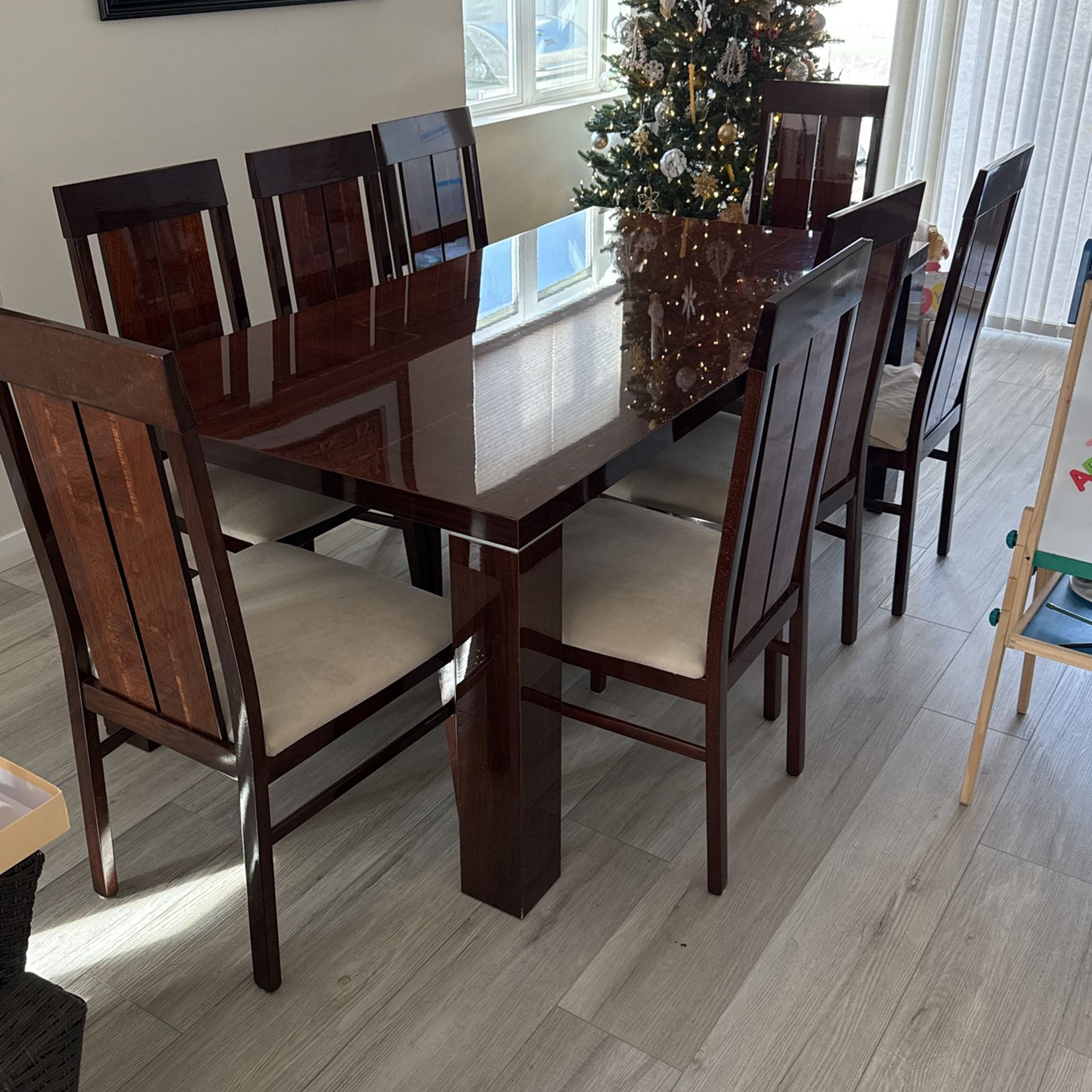 Made In ITALY Pisa Dining Room Table w/Extensions and 8 Chairs