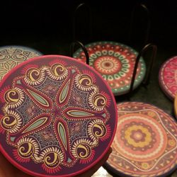 (( NOT AVAILABLE )) 🔥 DIABLA'z - NEW UNUSED - 8 Piece Mandala Table Coaster Set