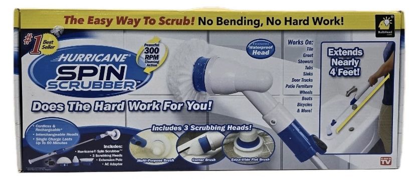 Brand new Hurricane SPIN SCRUBBER rechargeable spinner brush Cleaner extends to 44”