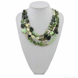 Multi-Strand emerald Green Beaded Statement Necklace