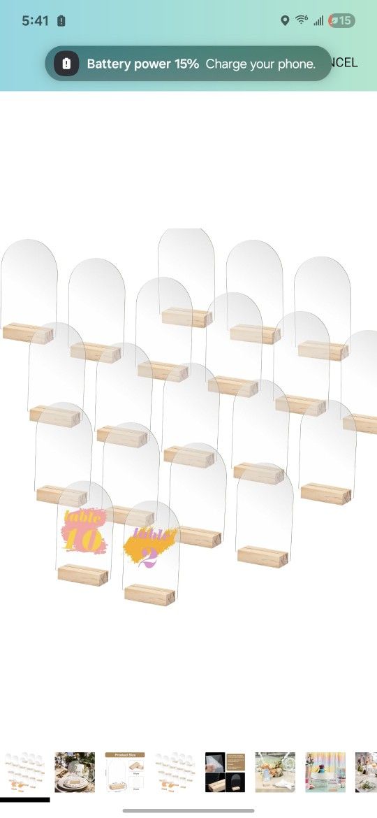 Acrylic arch table signs 20 Pk
