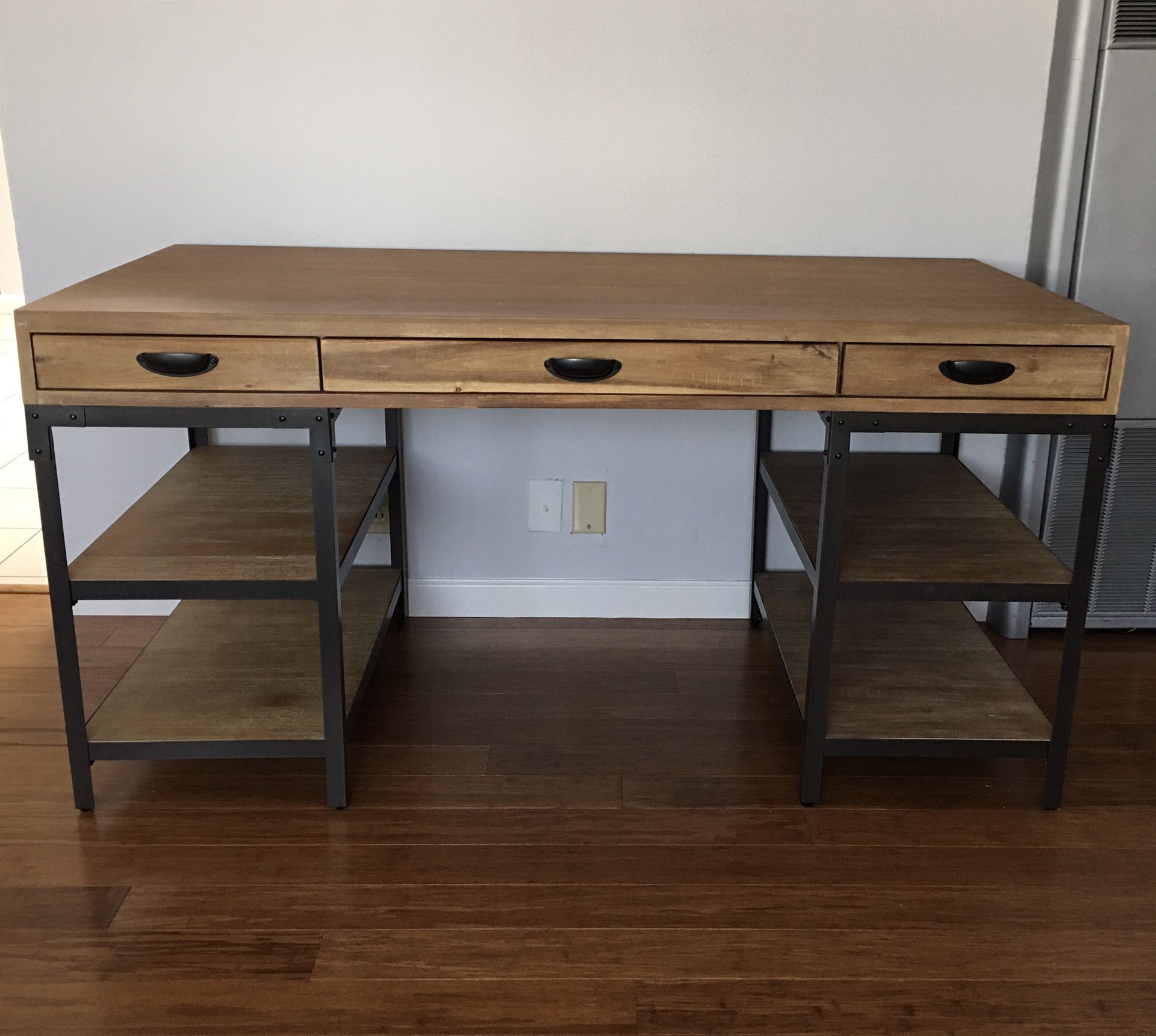 World Market Wood And Metal Teagan Desk With Shelves *LIKE NEW*