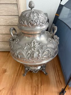 Vintage J Dores Portugal 95% Pewter 22” Footed Lidded Tureen Urn Rococo