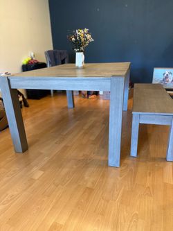 Dining room table set- with chairs and storage bench