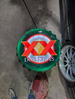 Dos equis bottle cap neon beer sign
