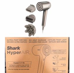 Shark Blow Dryer HyperAIR Fast-Drying with IQ 2-in-1 Concentrator, Styling Brush, and Curl-Defining Deep Diffuser Attachments Brand New In Box