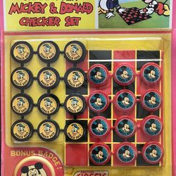 1970 Another Classic Toy Walt Disney Character  Mickey Mouse & Donald Duck Checker Set (Sealed)