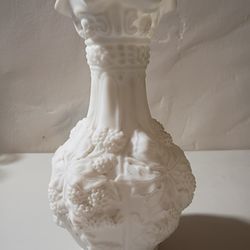 Vintage Imperial Glass Loganberry Vase Doeskin Milk Glass