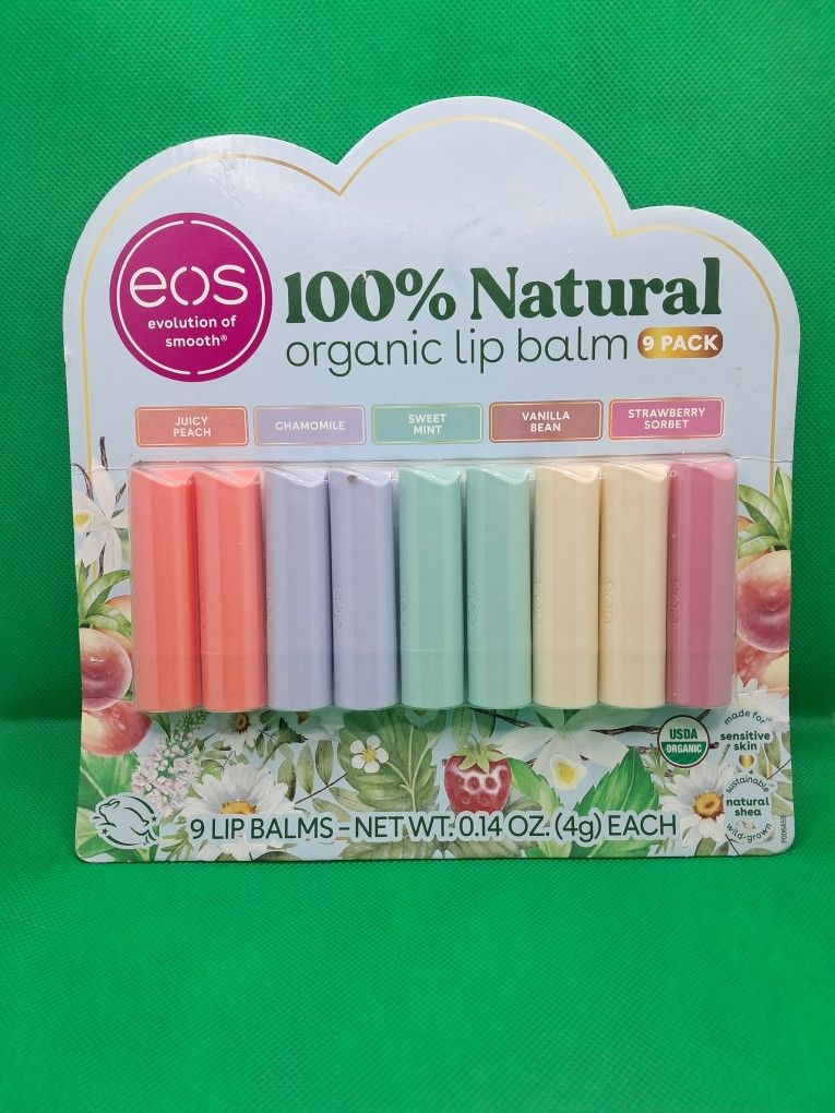 New EOS 100% Natural Organic Lip Balm 9 Pack Variety 