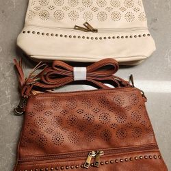Two Women's Crossbody Bags (White N Brown)