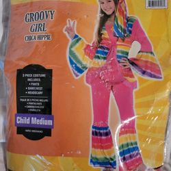 Halloween Costume Youth Kids Child Boys Girls Size Medium 70's Groovy Disco Hippie 