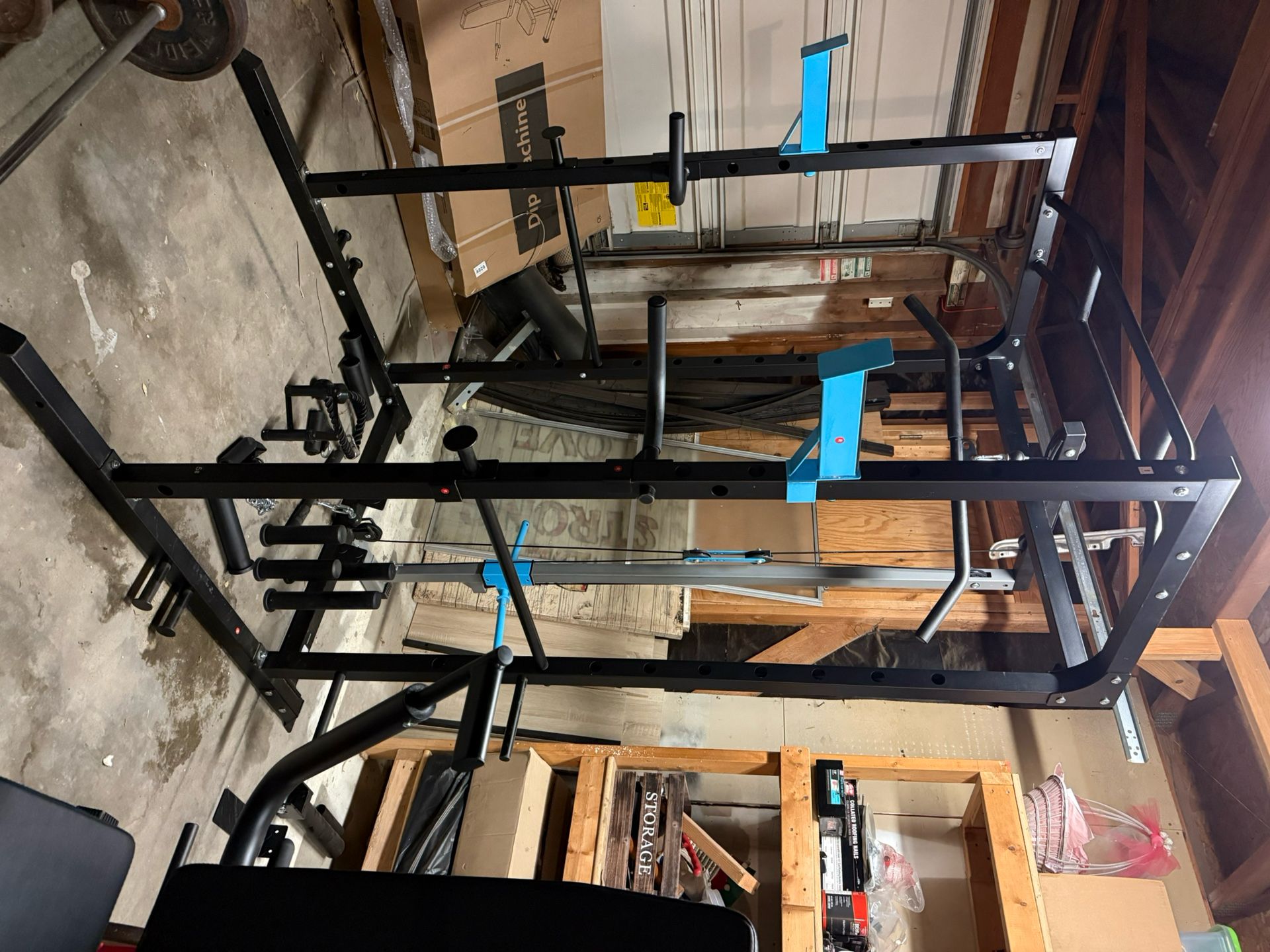 Power Rack Cage, Bench Press, Dip Machine, Dumbells, Bars And Plates