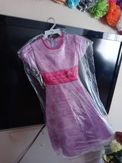 Purple dress with pink flowers