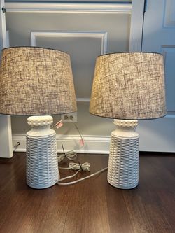 Pair of Ceramic Table Lamps with Shades