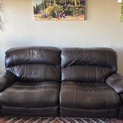 Leather Reclining Sofa And Chair & 1/2