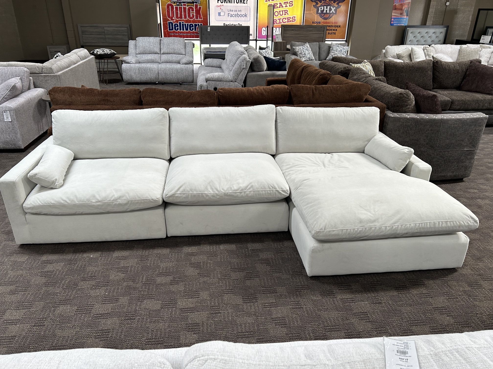 White Grey Cloud Feather Sectional Couch