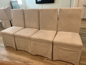 Classic skirted Parsons dining chairs