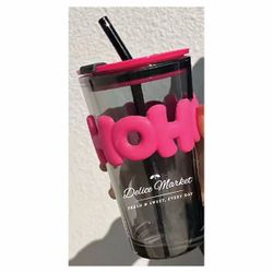 Delice Market Clear Tumbler with Straw 450ml