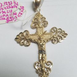 Flaur De Crucifix 14k 2 Tone 14k 56x36 mm In Size