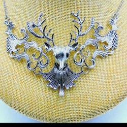 ❤Beautiful! Deer Necklace-Silver Metal Alloy🦌🎁🦌