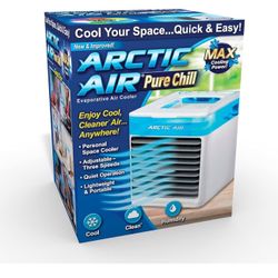 Arctic Air Pure Chill Evaporative Air Cooler By Ontel - Powerful 3-Speed Personal Space Cooler, Quiet, Lightweight And Portable For Bedroom, Office, L