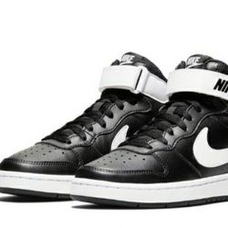 Nike Kids Court Borough Mid 2 (TDV) Sneakers 12c Black/White 